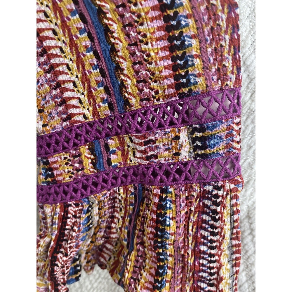 JOHN PAUL RICHARD Womens 3/4 Sleeve Blouse Medium Purple Abstract Multi Color - Picture 7 of 12